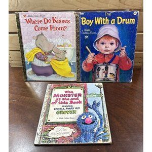 lot 3 Childrens Vintage Books Monster At The, Boy with Drum, kisses come from